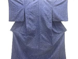 線描き模様織出し手織り紬単衣着物